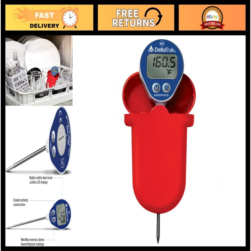 Waterproof Dishwasher Thermometer Kit - Auto-Cal, Accurate Temperature Gauge